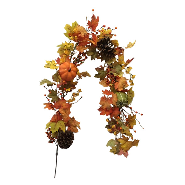 autumn collection fall leaves pumpkin  pine cone garland