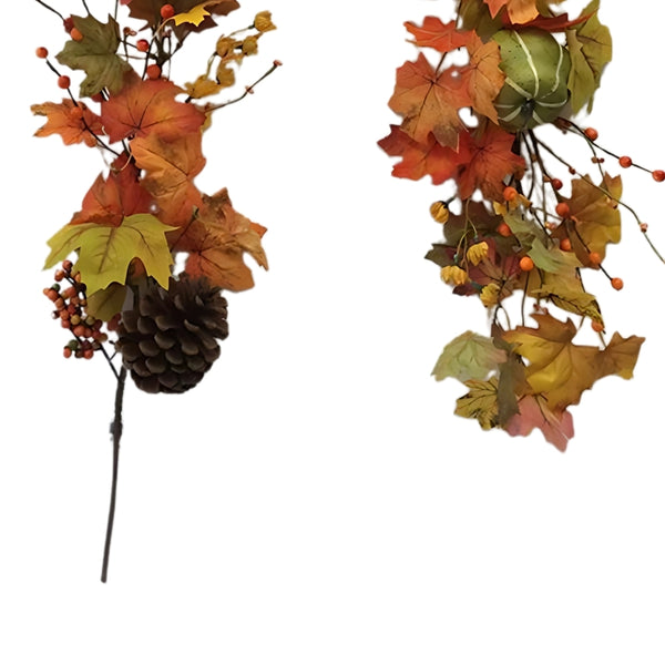 autumn collection fall leaves pumpkin  pine cone garland