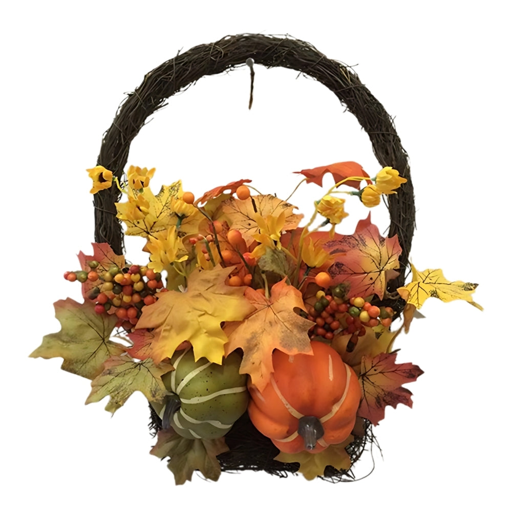 autumn collection fall leaves  pumpkin basket  40cm