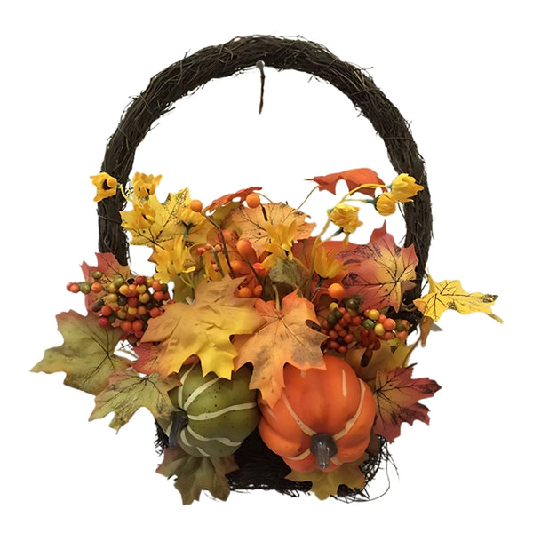 autumn collection fall leaves  pumpkin basket  40cm