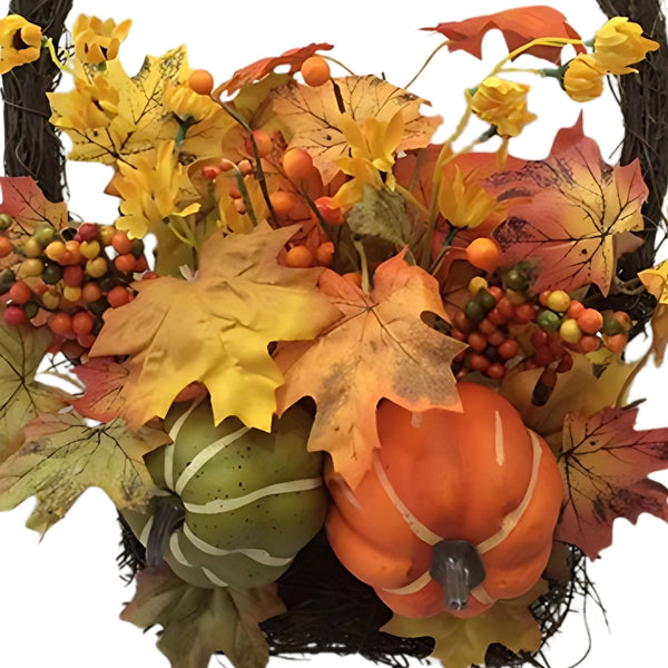 autumn collection fall leaves  pumpkin basket  40cm