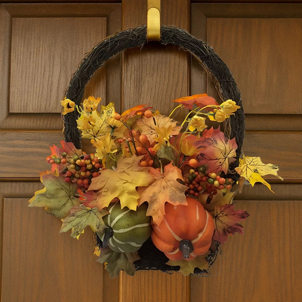autumn collection fall leaves  pumpkin basket  40cm