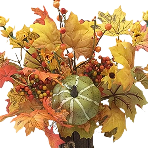 autumn collection fall leaves  pumpkins arrangement  rustic base