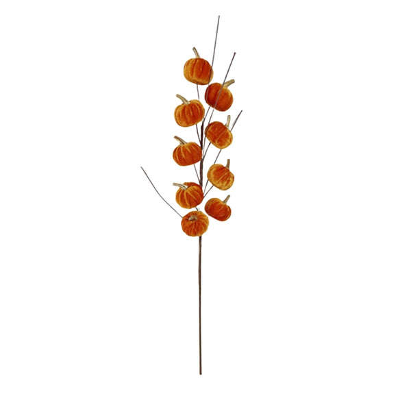 autumn collection velvet pumpkin spray  orange 66cm
