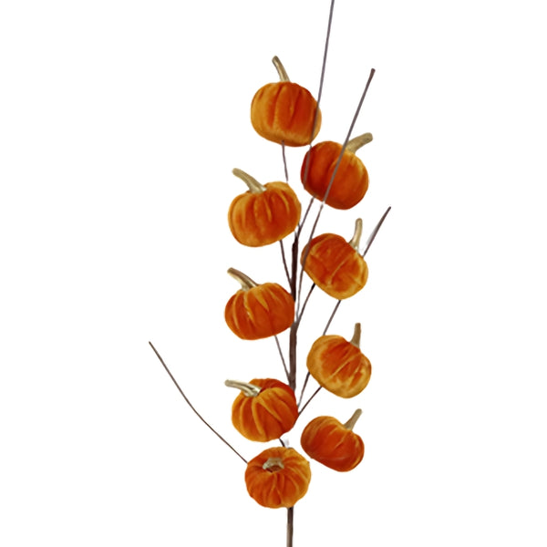 Autumn Collection Velvet Pumpkin Spray | Orange 66cm