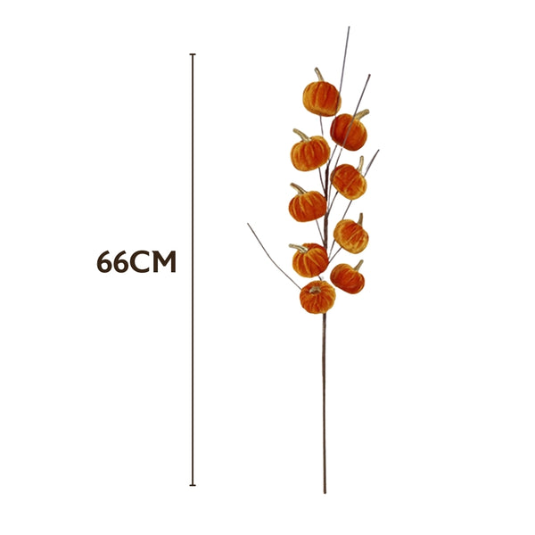 Autumn Collection Velvet Pumpkin Spray | Orange 66cm