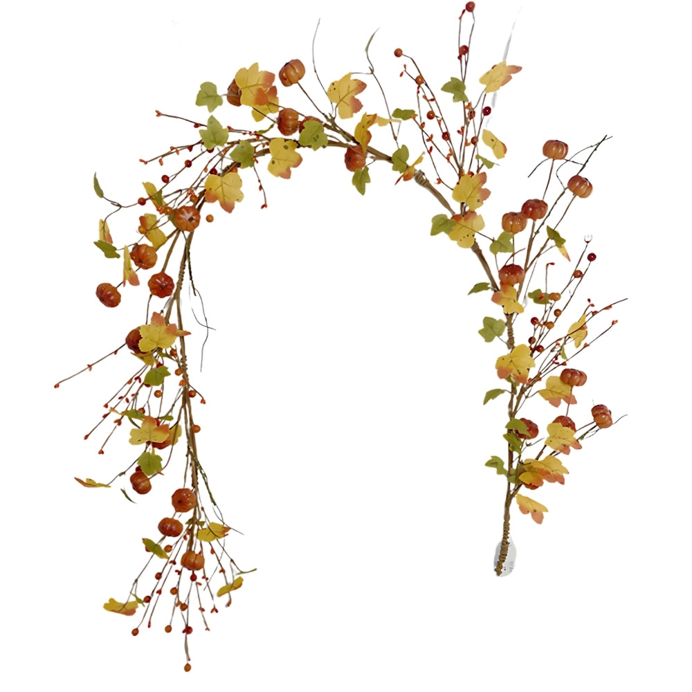 autumn collection mini pumpkins leaves garland  152cm