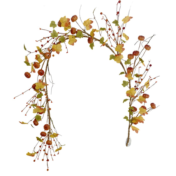 autumn collection mini pumpkins leaves garland  152cm