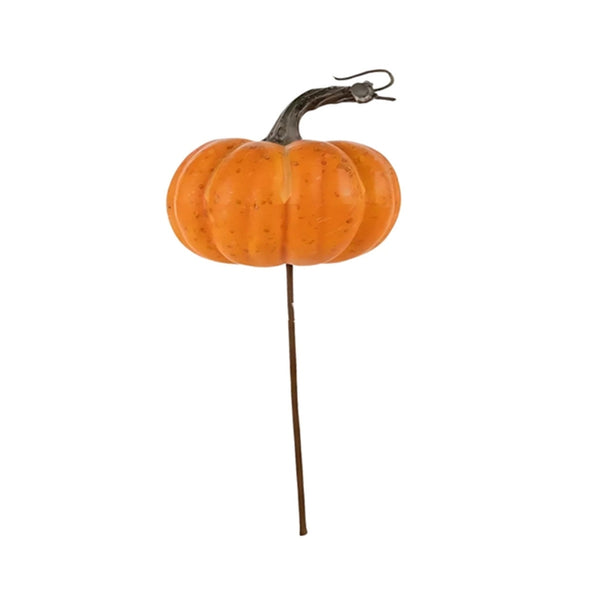 autumn collection single pumpkin stem  8cm orange decor