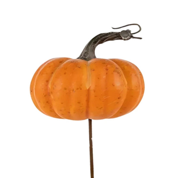 autumn collection single pumpkin stem  8cm orange decor