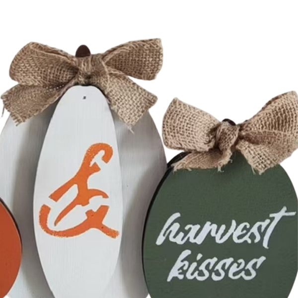 autumn collection pumpkin wishes  harvest kisses decoration  wood