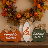 autumn collection pumpkin wishes  harvest kisses decoration  wood