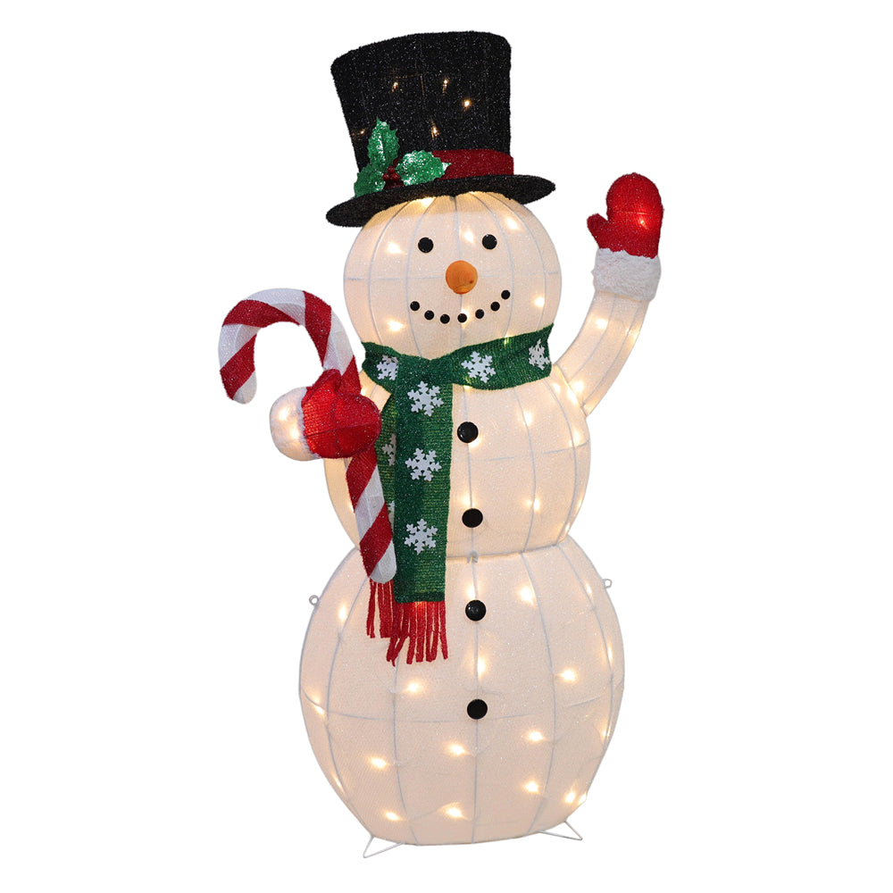 Christmas 3D Pre-Lit Snowman Sculpture | Warm White LEDs, Plug-In Adaptor