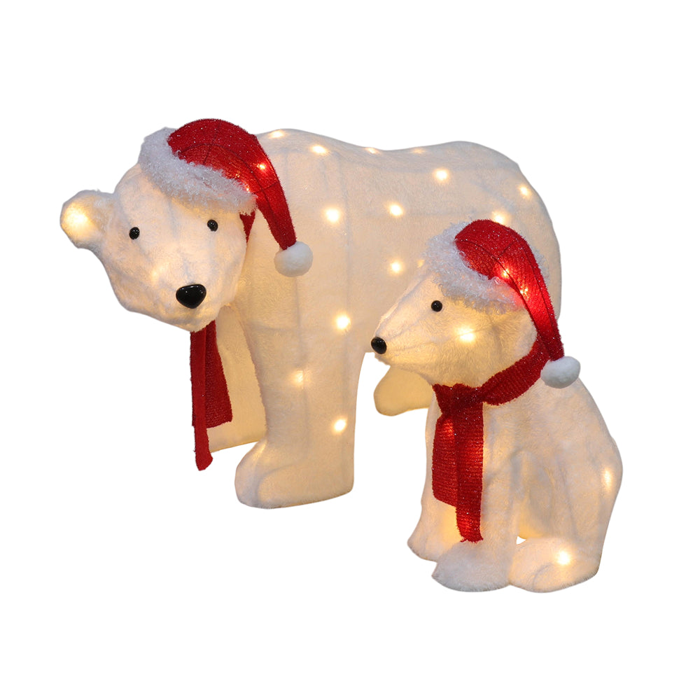 Christmas 3D Polar Bear LED Figures | Set of 2, Warm White, Mains Adaptor
