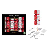 Christmas Pack of 6 Red Mini Crackers | Gift Box, Hats, Mottos and Snaps