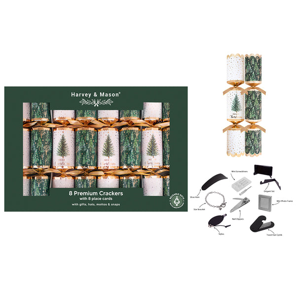 Christmas Premium Green Christmas Crackers | Pack of 8, Place Cards, Gifts