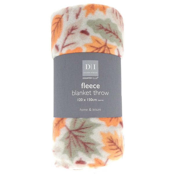 Country Club Fleece Throw | Autumn Leaves Design 120x150cm