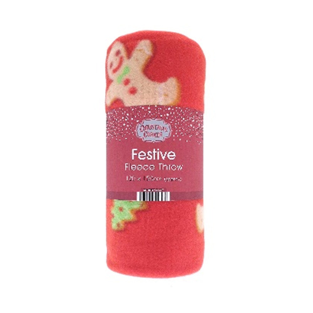 Christmas Gingerbread Fleece Throw | 120 x 150cm, Soft Fleece