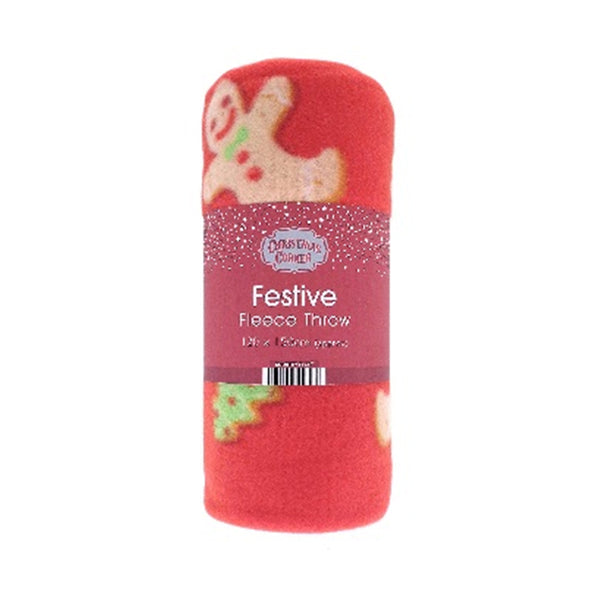 Christmas Gingerbread Fleece Throw | 120 x 150cm, Soft Fleece