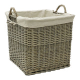Antique Washed Willow Lined Log Basket - Fireside - 1 Pack