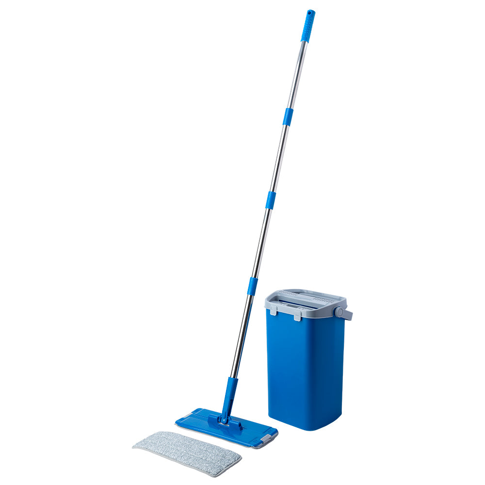 Kleaner Flat Mop and Bucket Set | Hands-Free Wringing, Extendable Handle