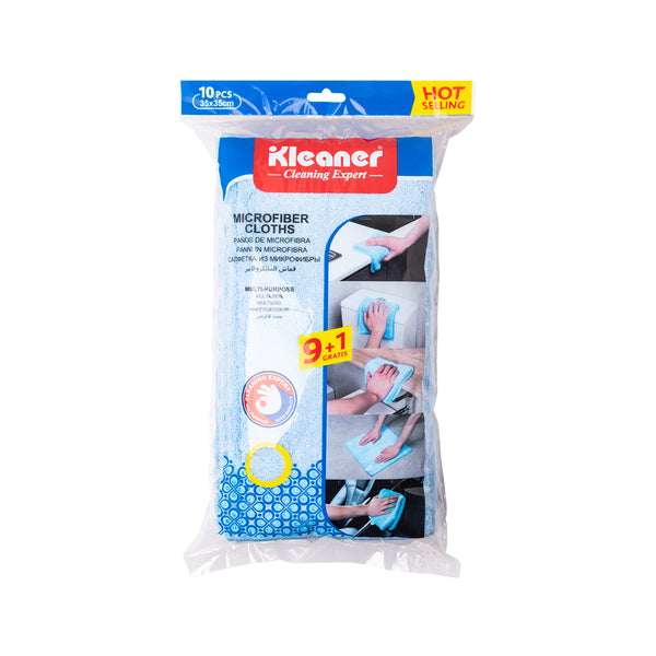 Kleaner Lint-Free Microfibre Cleaning Cloths | Pack of 10, 35 x 35 cm