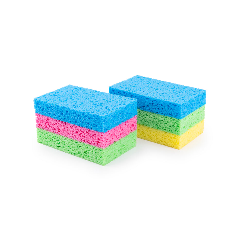 Kleaner Dual-Texture Cellulose Sponge Scourers | 6 Pieces, Multicolour