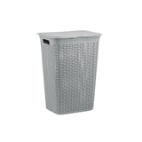 Home Solutions Rattan-Style Laundry Hamper Basket | 50L, Grey, Lidded