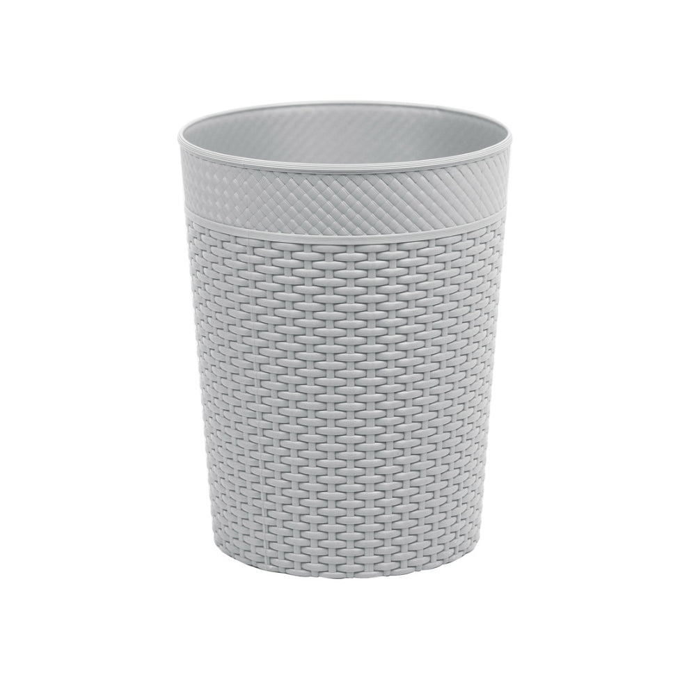 Home Solutions Rattan-Style Open-Top Waste Bin | 10L, Grey, Cylindrical
