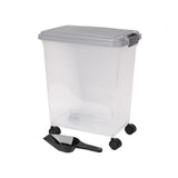 Tail & Feathers Clear Pet Food Storage Container | 30L, Locking Lid, Wheels
