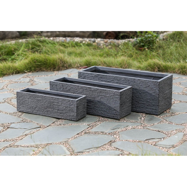 Grey Long Ribbed Trough Planter S | Durable Garden Pot