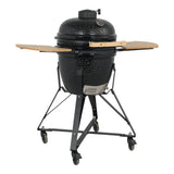 Kamado Black Charcoal BBQ Grill | 18 Inch, Thermometer and Side Shelves