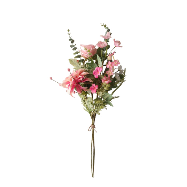 Assorted Pink Mixed Flower Bouquet | 75cm, Long Stem, Green Foliage