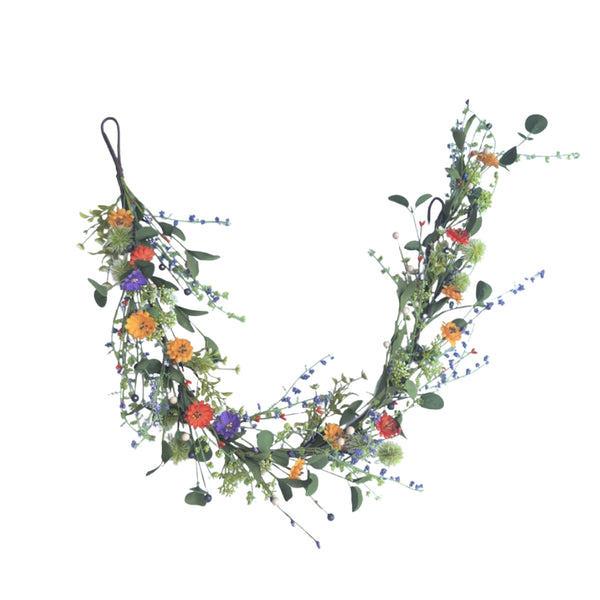 Wildflower Decorative Garland | Assorted Colours, Built-In Hanging Loop