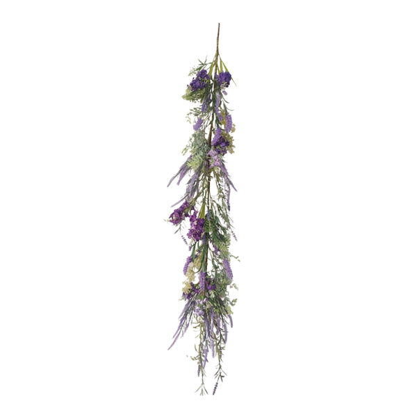 Artificial Lavender Hanging Floral Garland | Purple, Green Foliage, 120cm