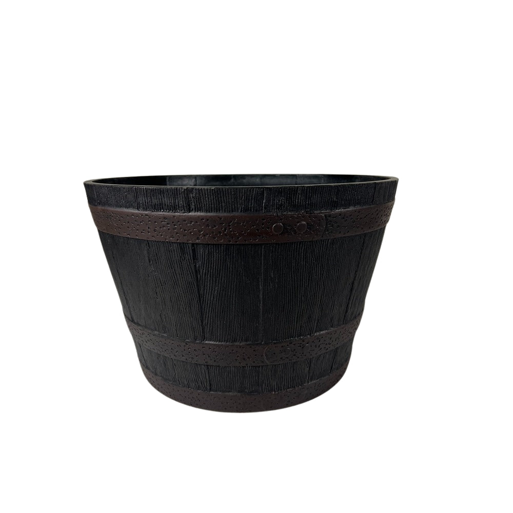 Whiskey Barrel Planter | Small, 40 cm, Rustic Wood-Grain Design