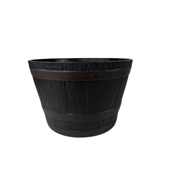 Whiskey Barrel Planter | Small, 40 cm, Rustic Wood-Grain Design