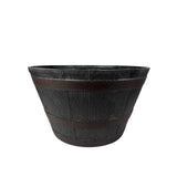 Whiskey Barrel Planter | Medium, 53cm, Dark Rustic Wood-Effect