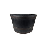 Rustic Whiskey Barrel Wood-Effect Planter | Large, 62 cm, Dark Neutral
