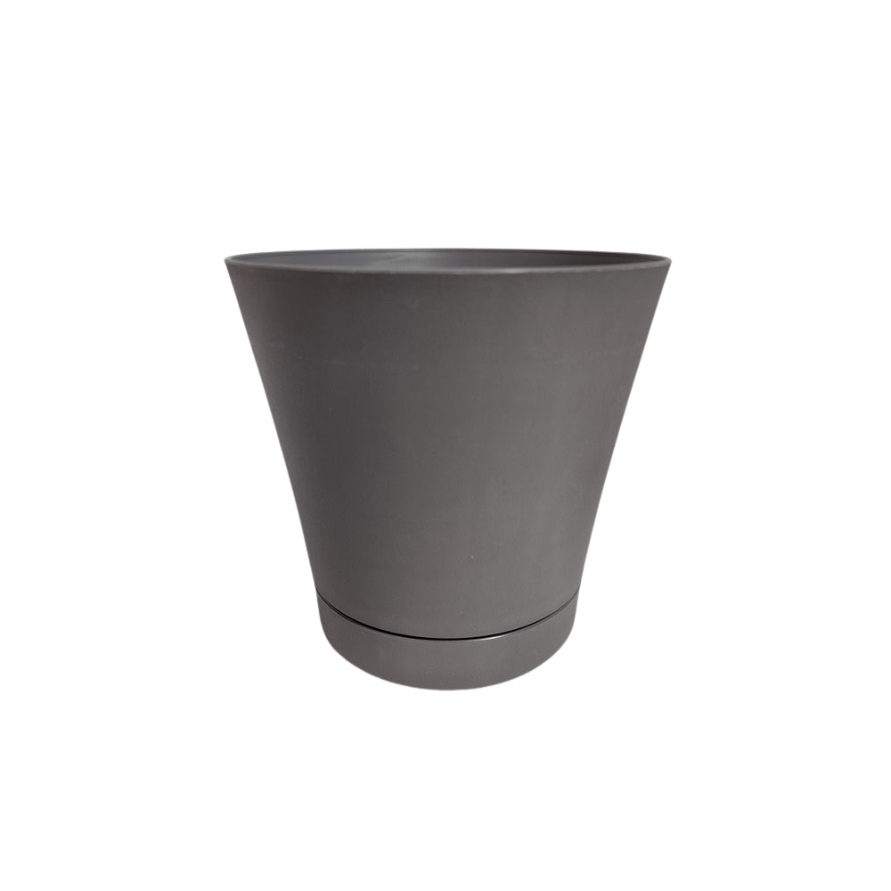 Fino Slate Grey Tapered Plant Pot | 20cm, with Matching Saucer