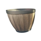 Trendy Whiskey Barrel Wood-Effect Planter | 30cm, Brown and Charcoal
