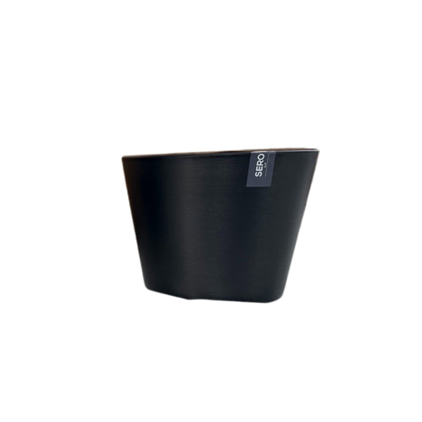 Sero Charcoal Tapered Plant Pot | 26cm, Flat Base, Wide Opening