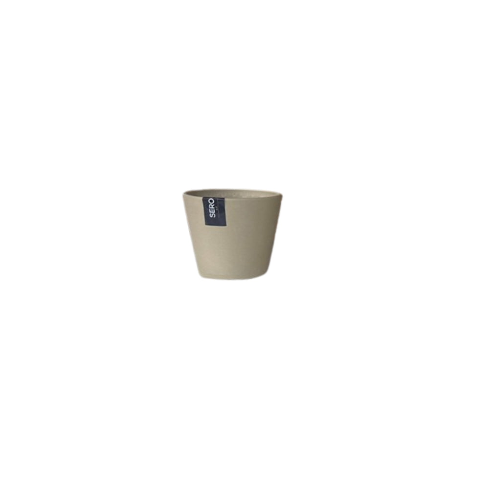 Sero Warm Beige Tapered Plant Pot | 14cm, Matte Finish, Broad Base