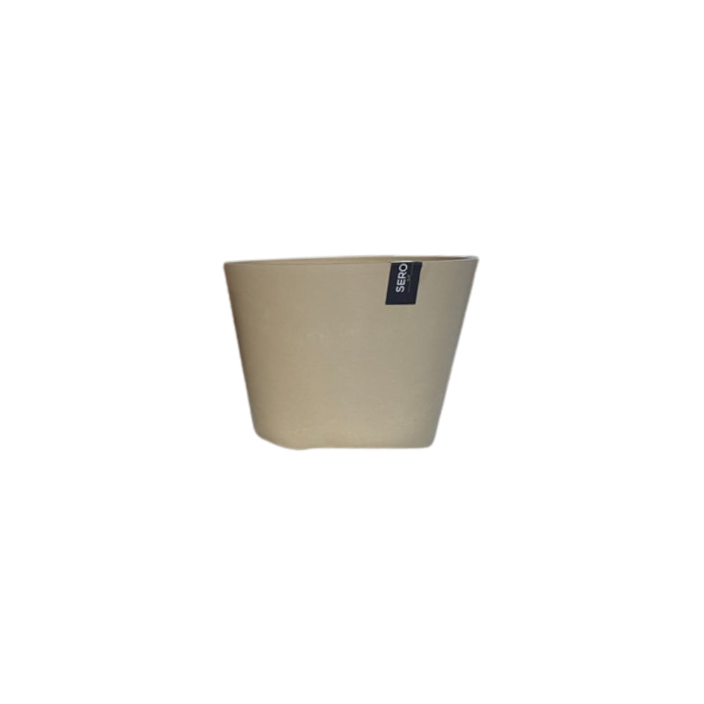Sero Warm Beige Tapered Plant Pot | 26cm, Indoor, Rounded Square