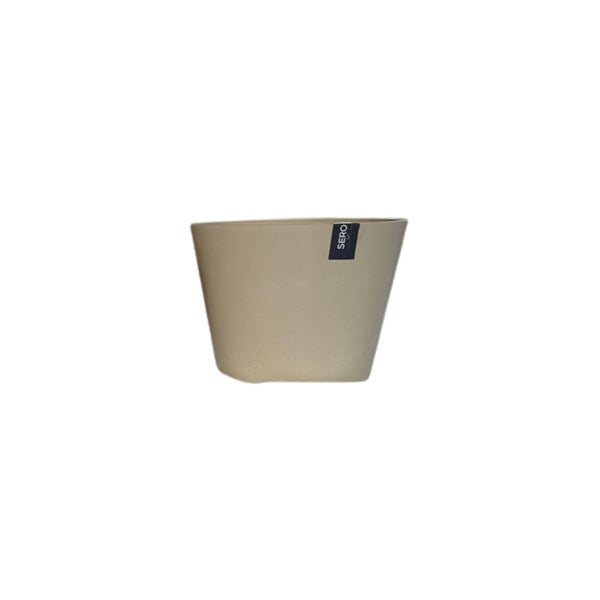 Sero Warm Beige Tapered Plant Pot | 26cm, Indoor, Rounded Square