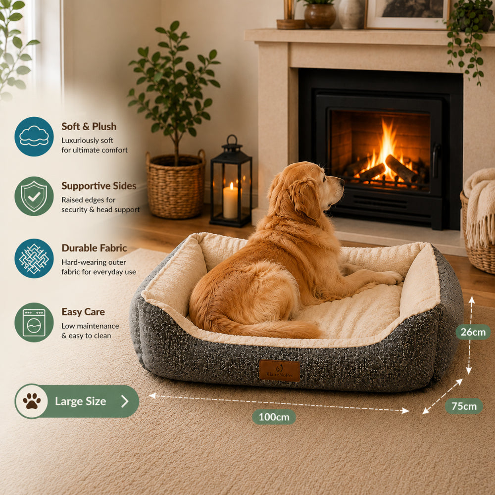 Cosy Pet Fluffy Bolster Couch Pet Bed - 100 x 75 x 26cm