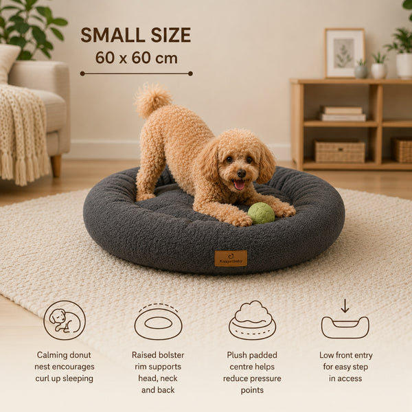Eco Pet Donut Gaya Small Pet Bed - 60 x 60cm - Dark Grey