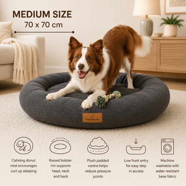 Eco Pet Donut Gaya Calming Pet Bed - 70 x 70cm - Washable
