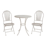 Solace Antique White Outdoor Bistro Set | 3 Pieces, Lattice Table