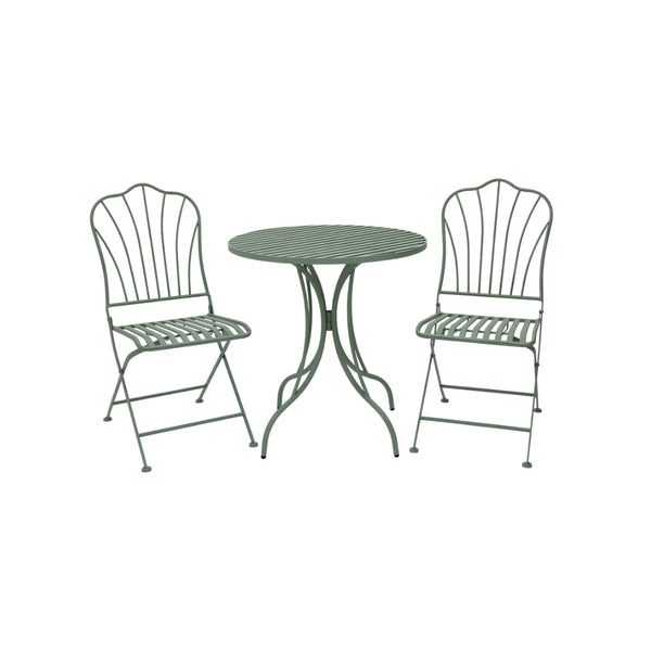 Curva Sage Green Bistro Table Set | 3 Pieces, Folding Chairs